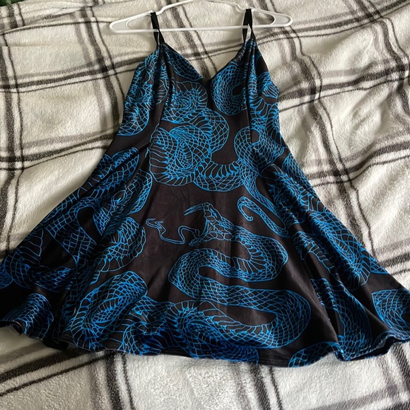 Blue Snake Velvet Dress by BlackMilk - Picture 1 of 3